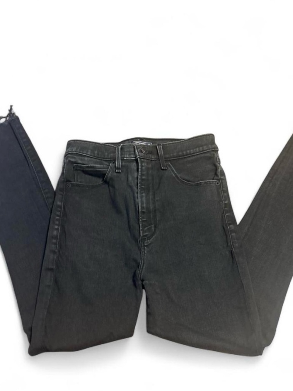 Abercrombie & Fitch Distressed Black Ultra High Rise Super Skinny Jeans